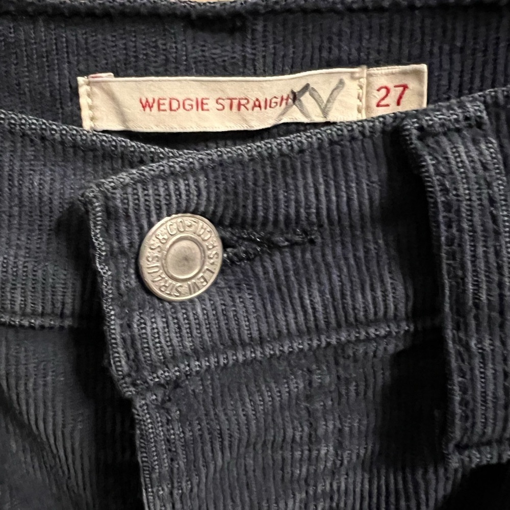 Levi’s Premium Wedgie Straight Corduroy Pants • Sz 27 • Muted Slate Blue - Picture 11 of 13